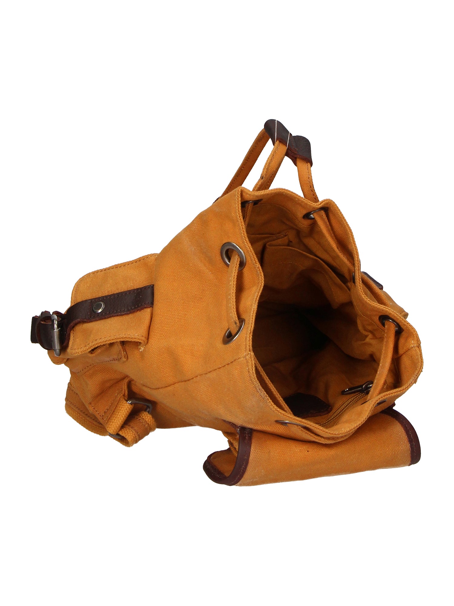 Micaela ZG3006-CUOIO COGNAC Zaino unisex in canvas e vera pelle Gave Lux