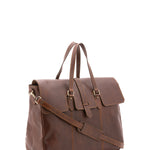Borsa da viaggio unisex in vera pelle 100% cotone 4066-TESTA DI MORO Alessia Firenze
