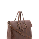 Borsa da viaggio unisex in vera pelle 100% cotone 4066-TESTA DI MORO Alessia Firenze
