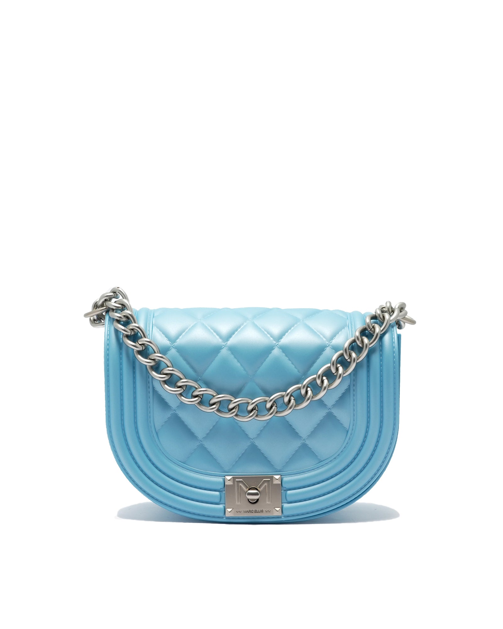 Borsa a mano da donna 100% PVC FLAT ZOE-NORSE BLUE + OFF SILVER Marc Ellis