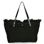 Agnese Borsa Shopper da donna Cotone e pelle 04649-D28 NERO BLACK Gave Lux