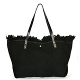 Agnese Borsa Shopper da donna Cotone e pelle 04649-D28 NERO BLACK Gave Lux