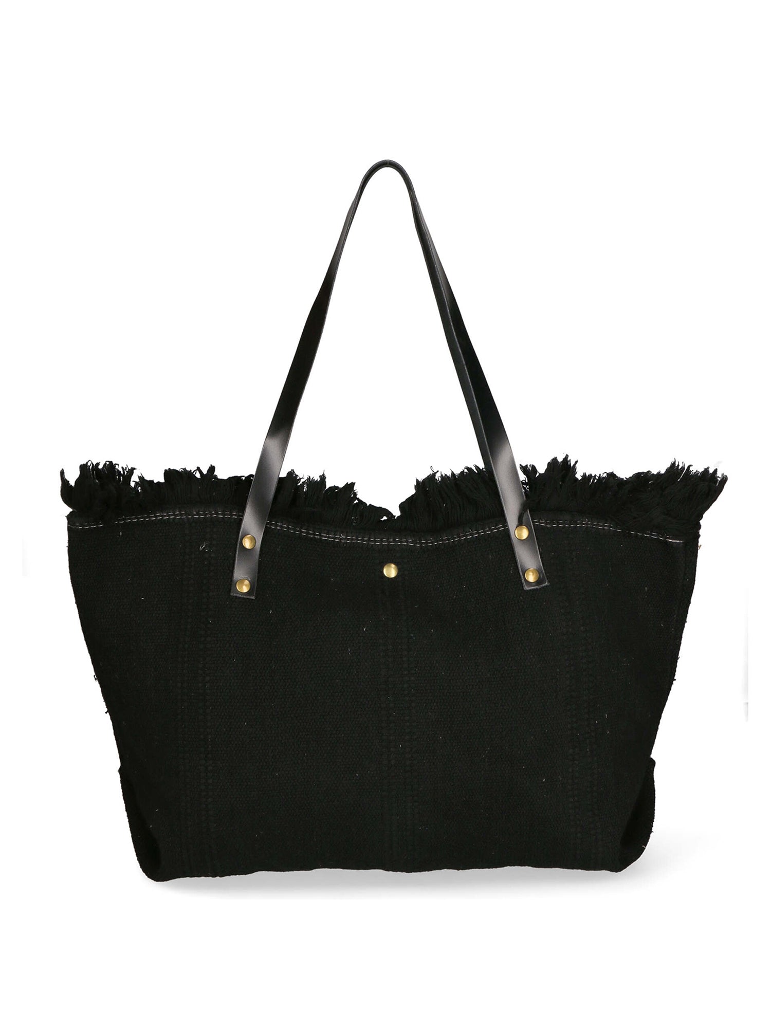 Agnese Borsa Shopper da donna Cotone e pelle 04649-D28 NERO BLACK Gave Lux