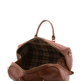 Borsa da viaggio unisex in vera pelle 100% cotone 4514-MARRONE Alessia Firenze
