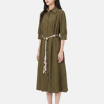 Vestito in Cotone Verde Militare