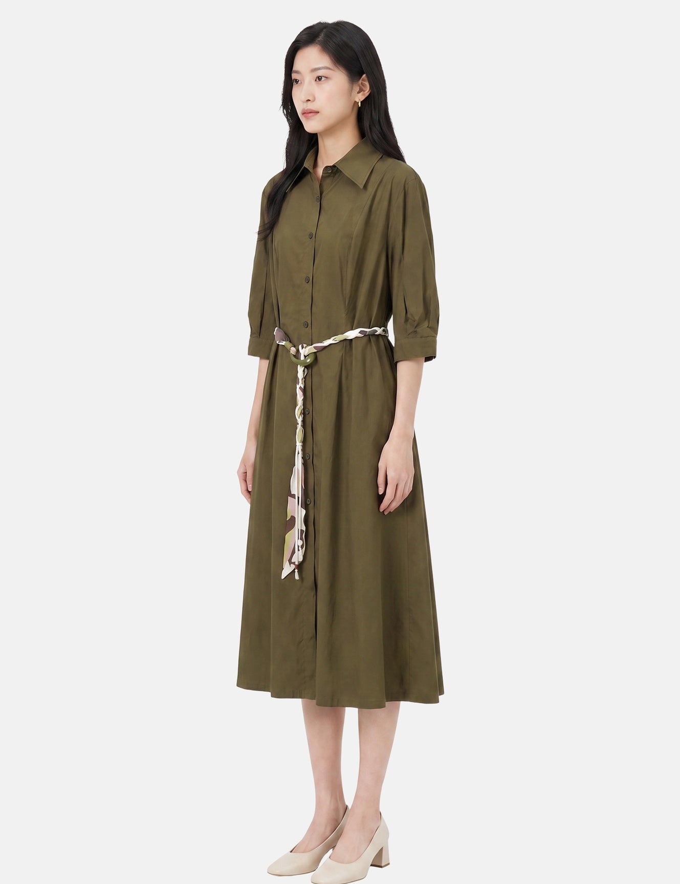 Vestito in Cotone Verde Militare