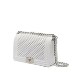 Borsa a mano da donna 100% Pvc FLAT M BALL-OFF BLANC + BRUSH SILVER Marc Ellis