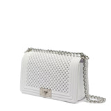 Borsa a mano da donna 100% Pvc FLAT M BALL-OFF BLANC + BRUSH SILVER Marc Ellis