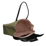 Borsa a mano da donna Vera pelle e cotone MYB-7038-SS-104 MILITARE My Best Bag
