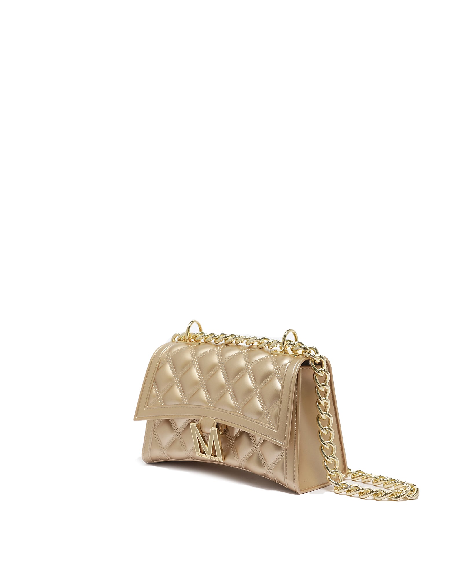 Borsa a mano da donna 100% Pvc FLAT RHOMBUS S-GOLD + LIGHT GOLD Marc Ellis