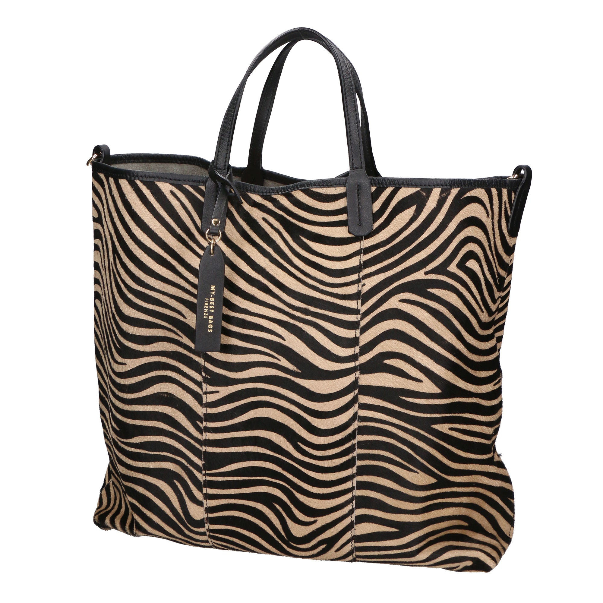 Borsa a mano da donna Vera pelle MYB-6037-FW-ZEBRA NERO CUOIO My Best Bag