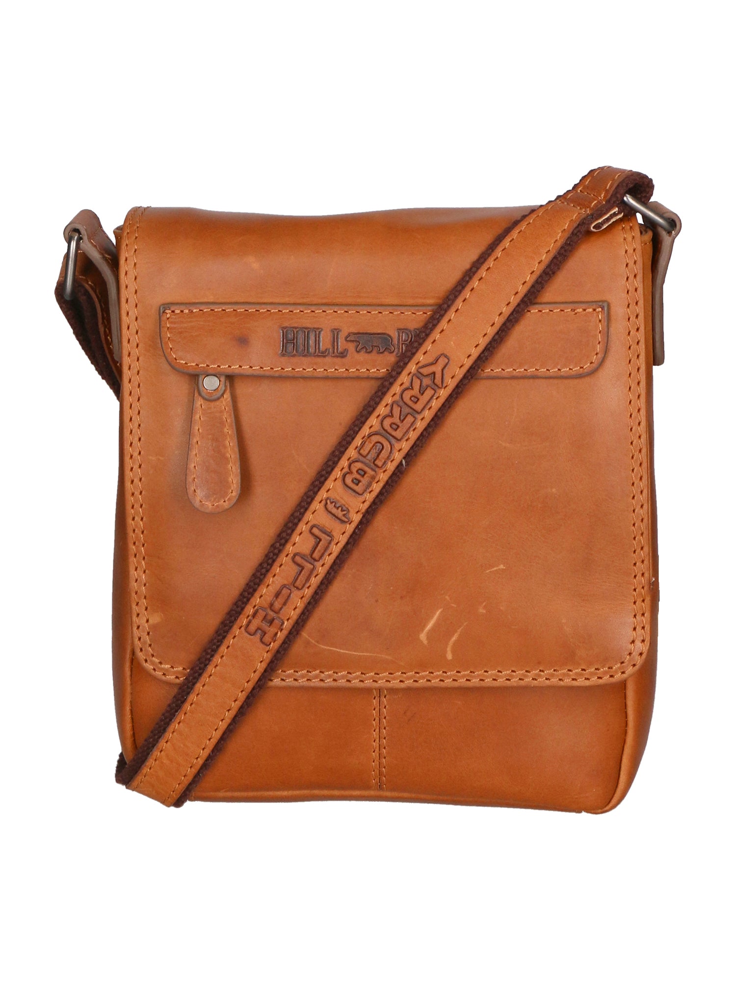 Borsa a tracolla da uomo in vera pelle RFID HILB-6155-CUOIO Hill Burry
