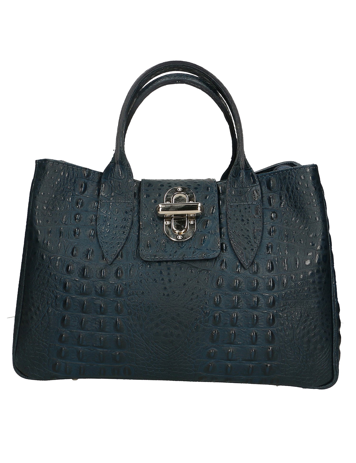 Ascoli Borsa a mano da donna Pelle stampata cocco 7718-DARK BLUE Gave Lux