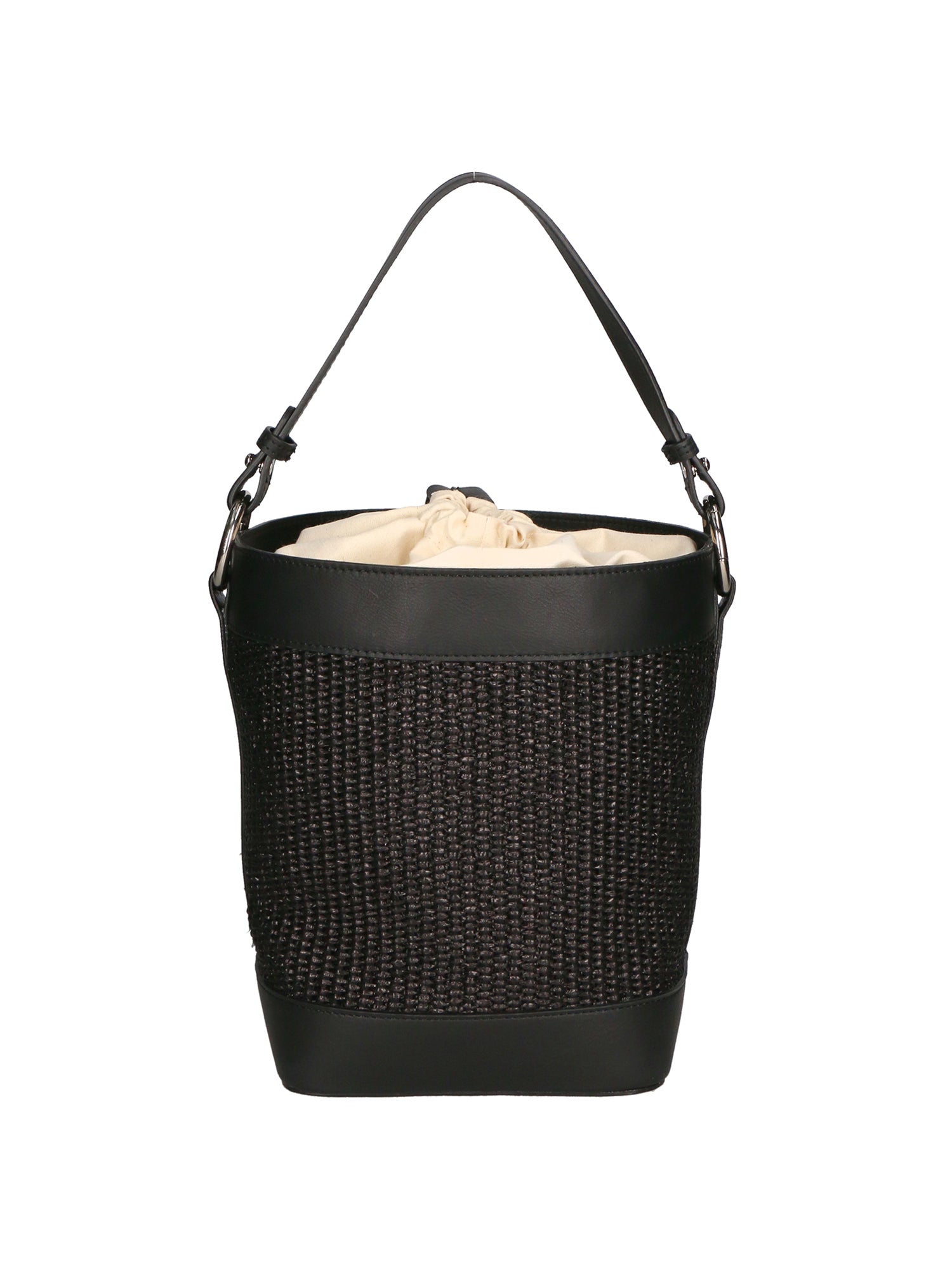 Borsa a secchiello da donna Misto pelle e tessuto MYB-05165-SS-12+S28 NERO My Best Bag