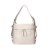 Women's White Convertible Shoulder Bag in Genuine Leather Made in Italy 30x26x9 cm