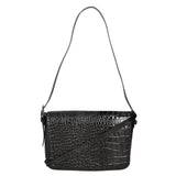 Azzurra Borsa a spalla da donna Vera pelle croco 05699-C28 NERO Gave Lux