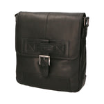 Borsa a tracolla uomo in vera pelle RFID HILB-2089WASH-NERO Hill Burry