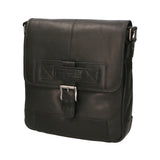 Borsa a tracolla uomo in vera pelle RFID HILB-2089WASH-NERO Hill Burry