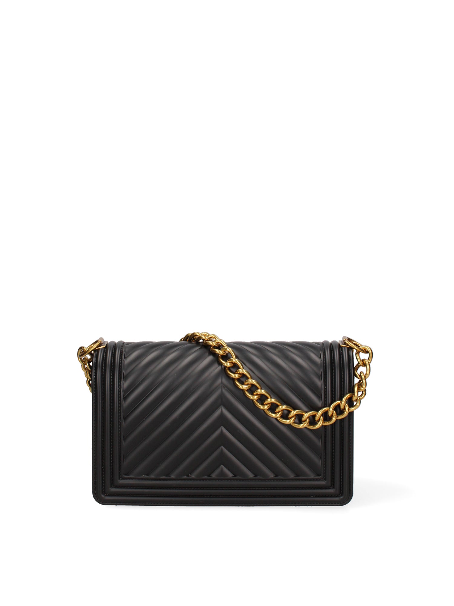 Borsa a mano da donna 100% Pvc FLAT-M 24-BLACK - LIGHT OTTONE Marc Ellis