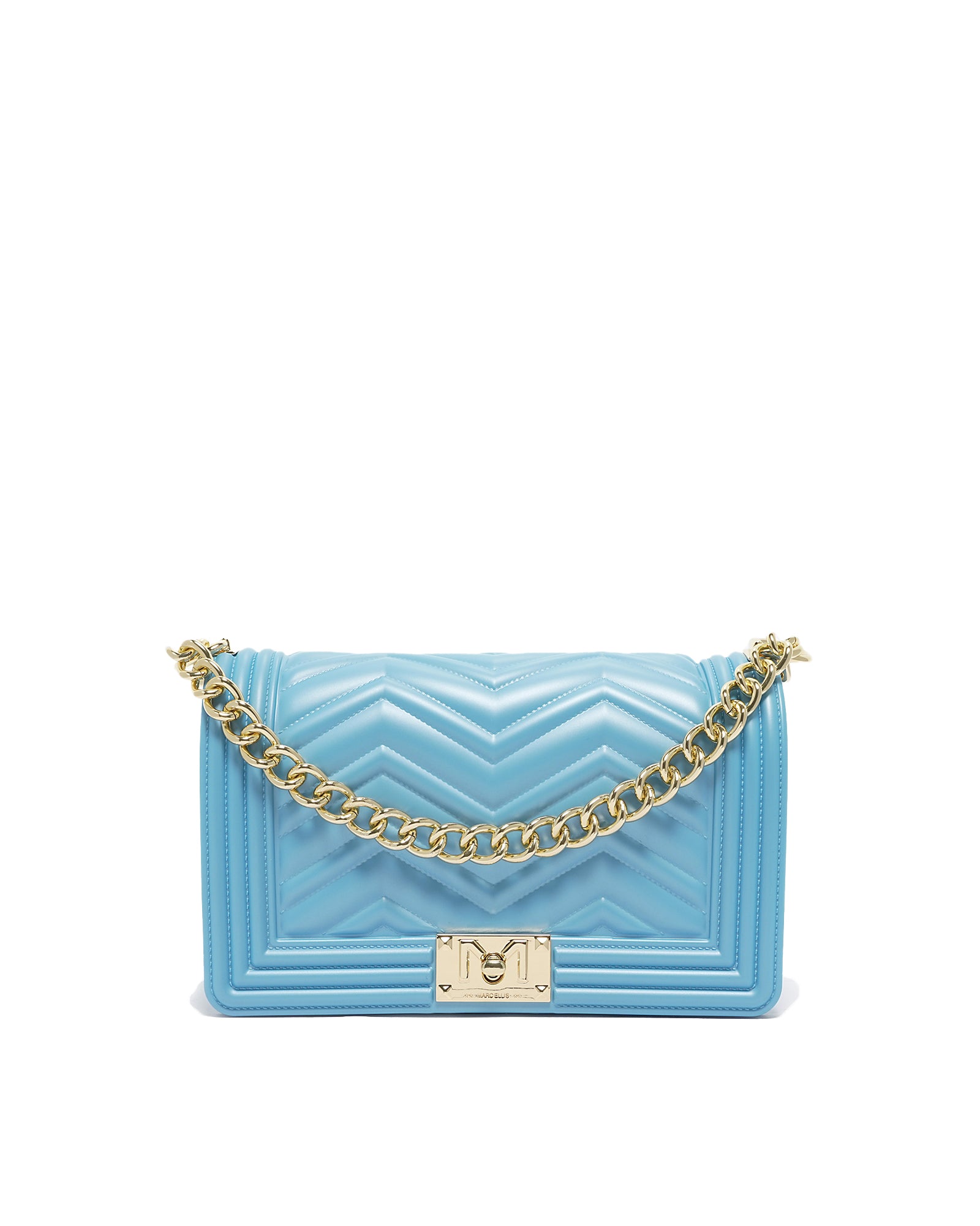 Borsa a mano da donna 100% Pvc FLAT M MANHATTAN-NORSE BLUE + LIGHT GOLD Marc Ellis