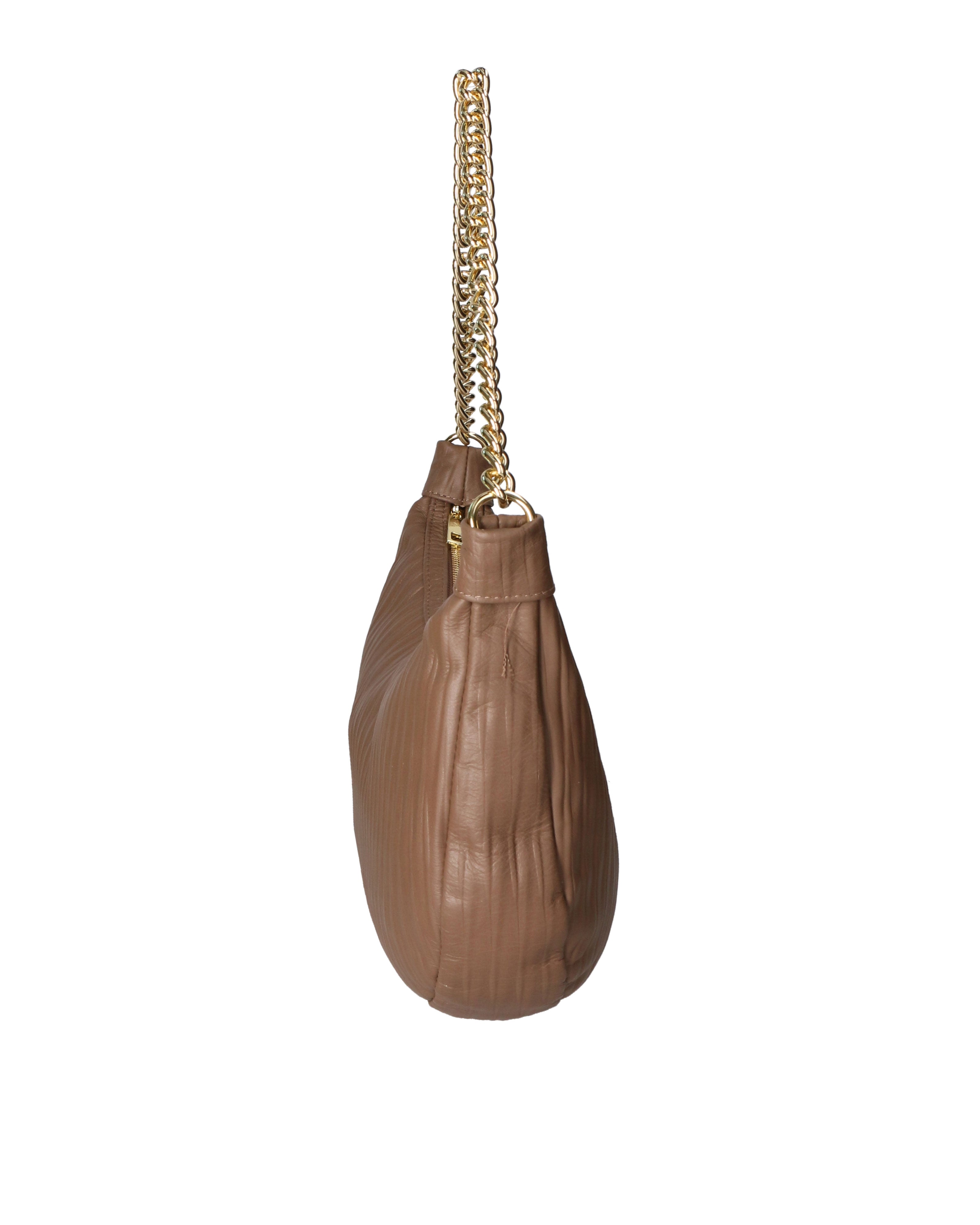 Zelia Nova Borsa a spalla da donna Vera pelle 03818-S11 TAUPE SCURO Chiara Ferretti