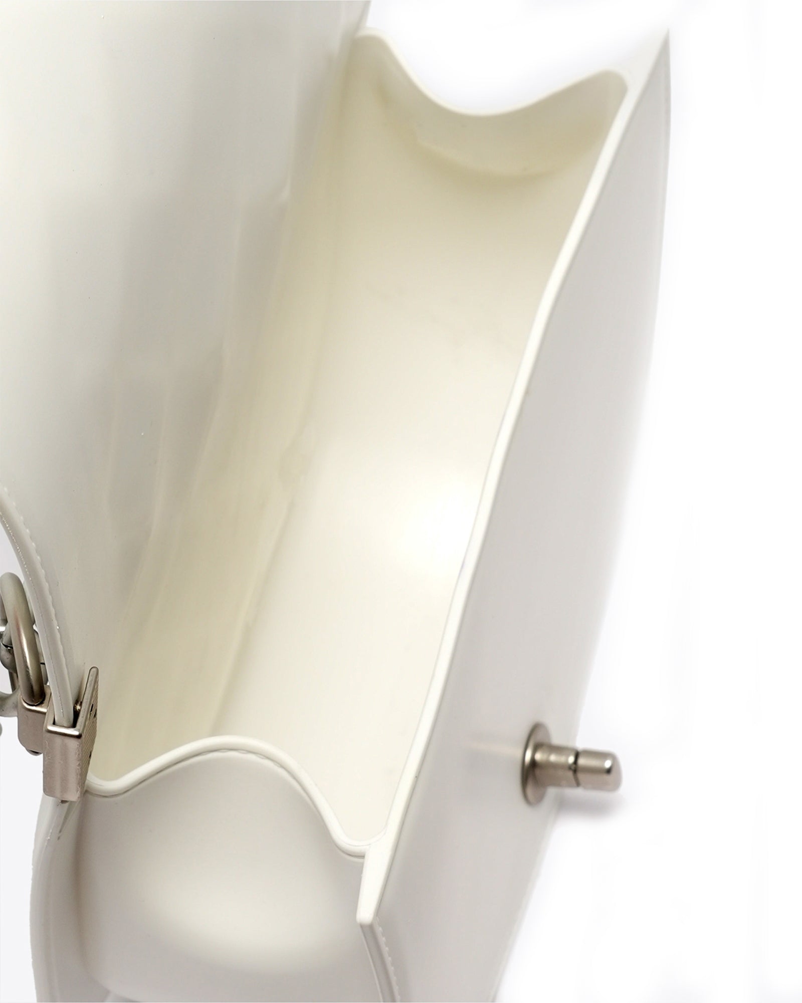 Borsa a mano da donna 100% PVC FLAT ZOE-OFF BLANC + SILVER Marc Ellis