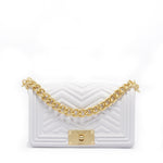 Borsa a mano da donna 100% PVC FLAT S MANHATTAN-OFF BLANC + OFF GOLD Marc Ellis