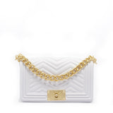 Borsa a mano da donna 100% PVC FLAT S MANHATTAN-OFF BLANC + OFF GOLD Marc Ellis