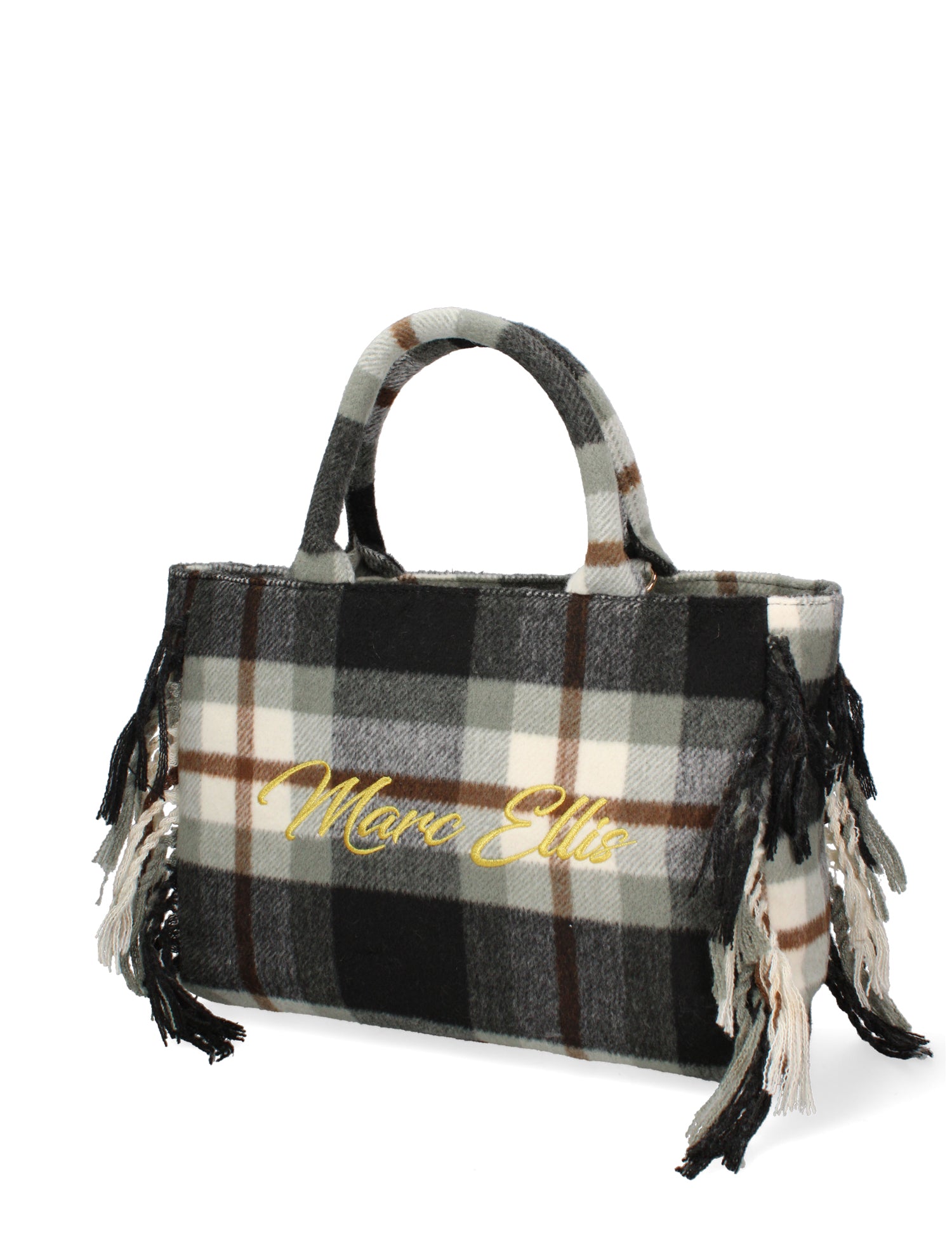 Borsa a mano da donna 100% lana BUBY-TARTAN-L-OLIVE Marc Ellis