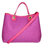 Amanda Borsa a mano da donna Vera pelle e paglia 05168-436 D02 FUXIA Gave Lux