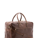 Borsa da viaggio unisex vera pelle 100% cotone 4562-TESTA DI MORO Alessia Firenze