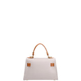 Borsa a mano da donna 100% vera pelle 07221-D86 GRIGIO CHIARO+D44 CUOIO Roberta Rossi