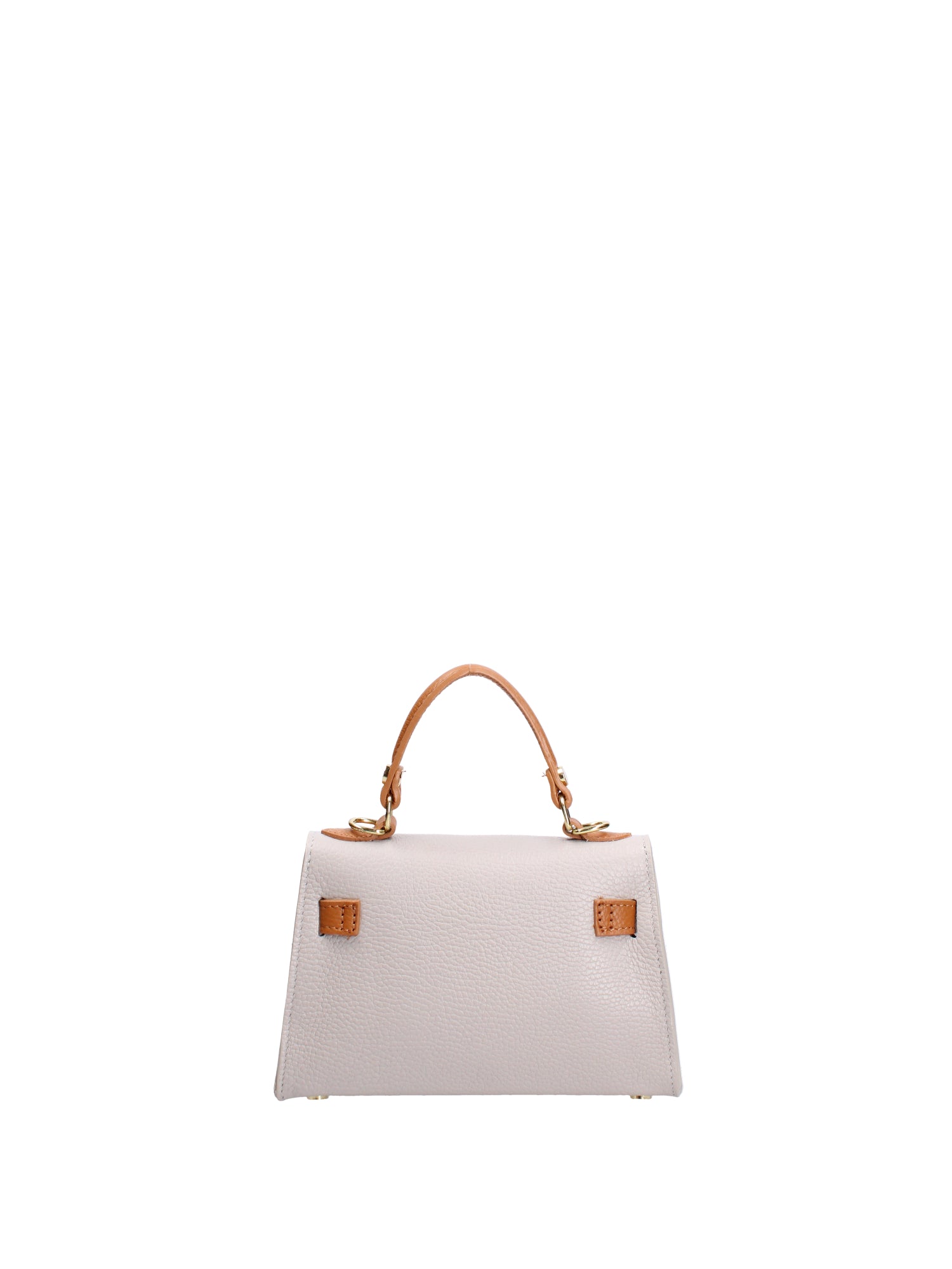 Borsa a mano da donna 100% vera pelle 07221-D86 GRIGIO CHIARO+D44 CUOIO Roberta Rossi