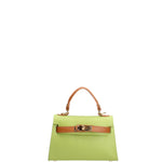 Borsa a mano da donna 100% vera pelle 07221-D12 KIWI+D44 CUOIO Roberta Rossi