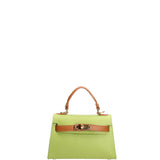 Borsa a mano da donna 100% vera pelle 07221-D12 KIWI+D44 CUOIO Roberta Rossi