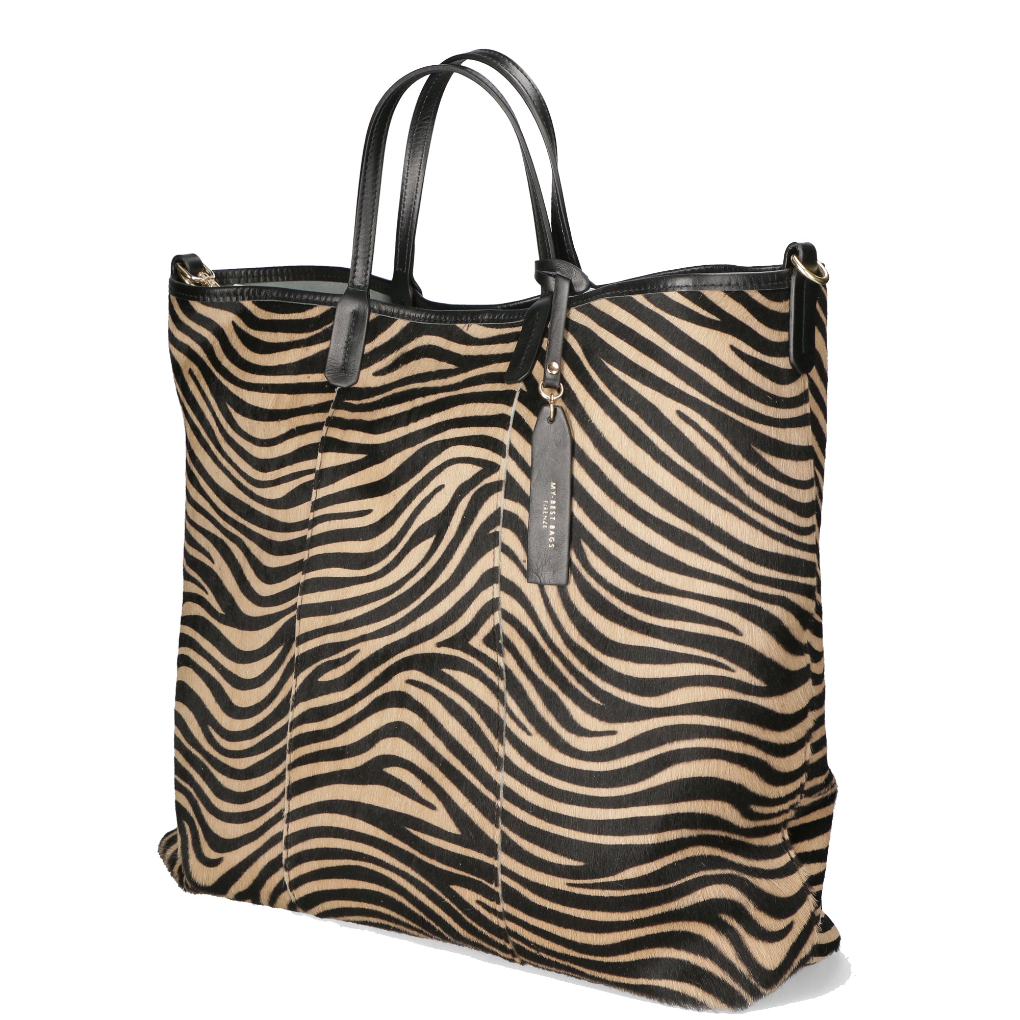 Borsa a mano da donna Vera pelle MYB-8053-FW-ZEBRA CUOIO NERO My Best Bag