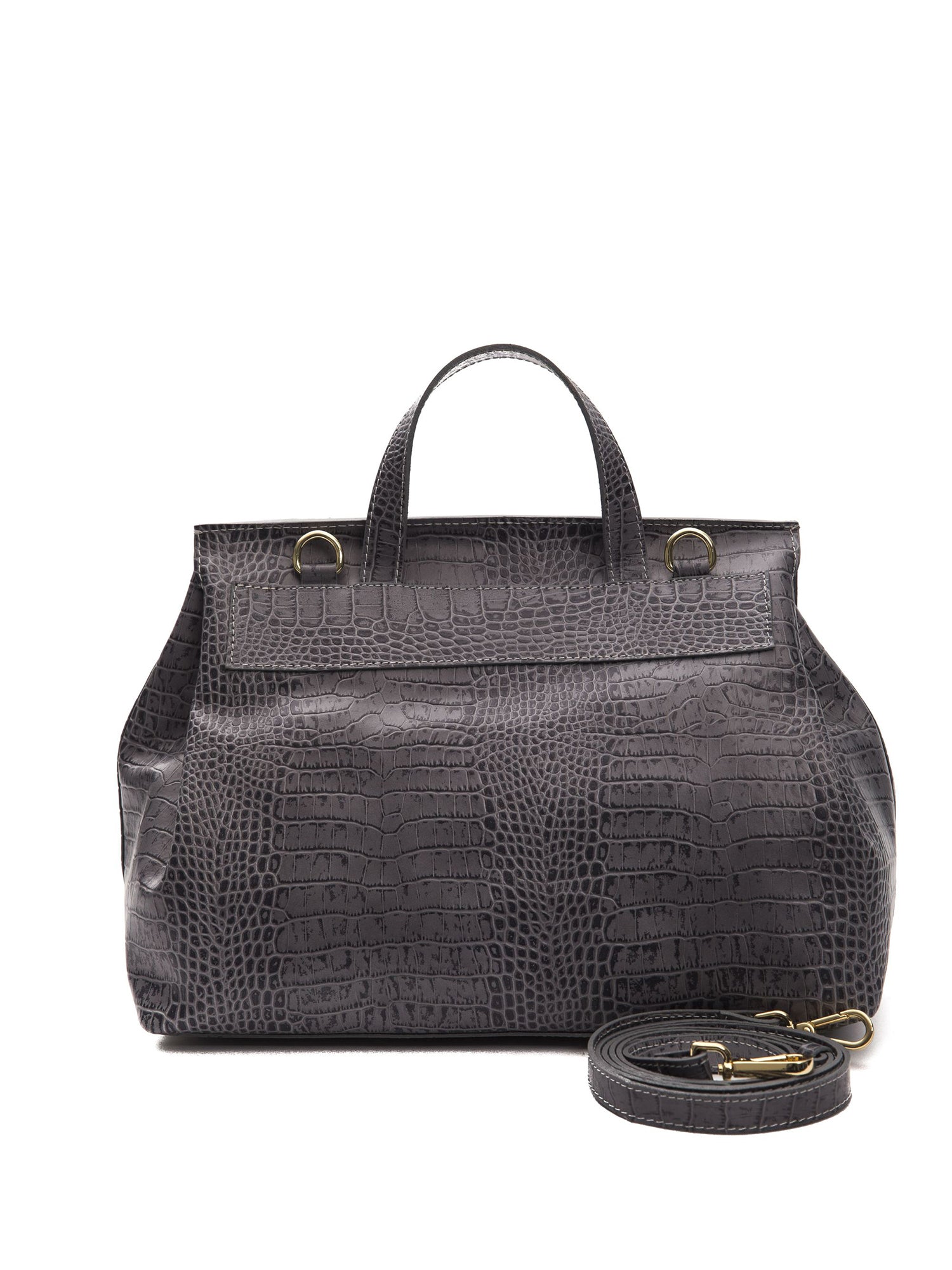 Borsa a Mano in Pelle Vegana Grigio