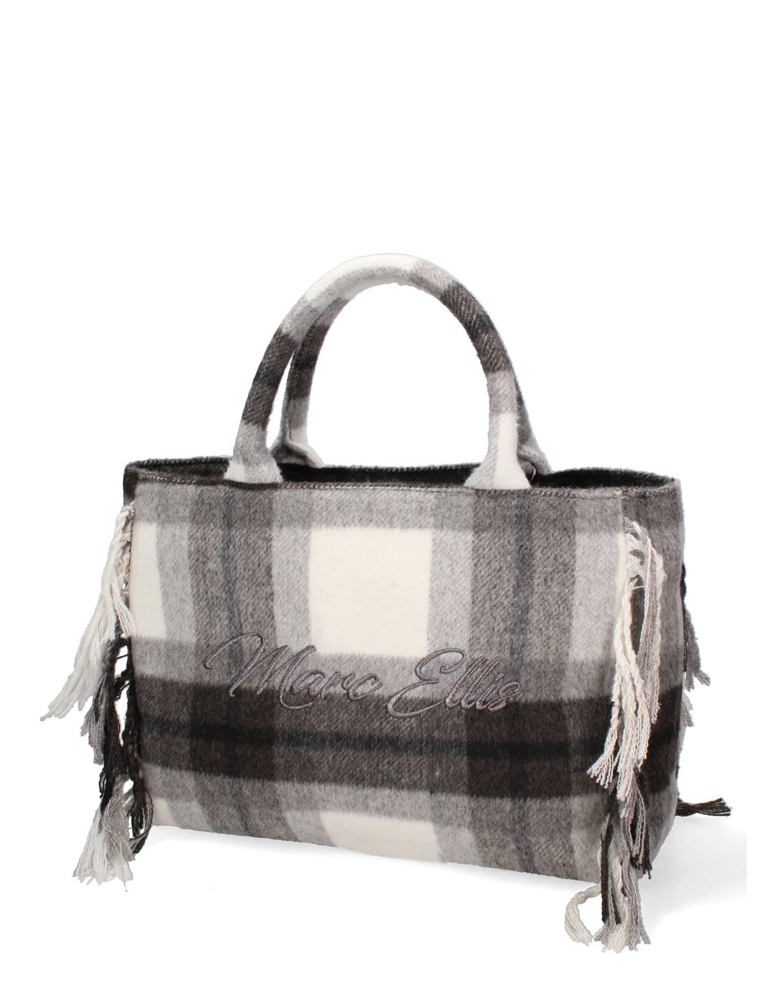 Borsa a mano da donna 100% lana BUBY-TARTAN-L-GLACIER GRAY Marc Ellis
