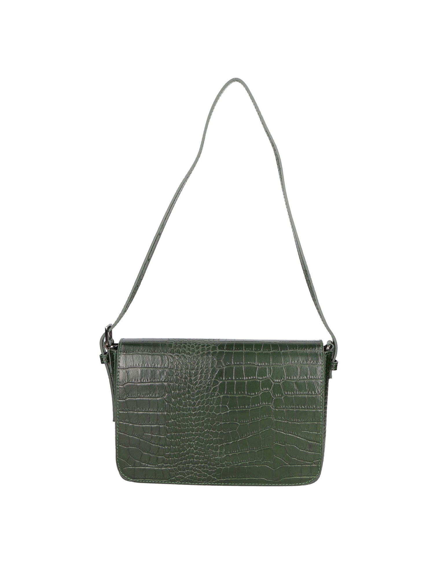 Azzurra Borsa a spalla da donna Vera pelle croco 05699-C14 VERDE SCURO Gave Lux