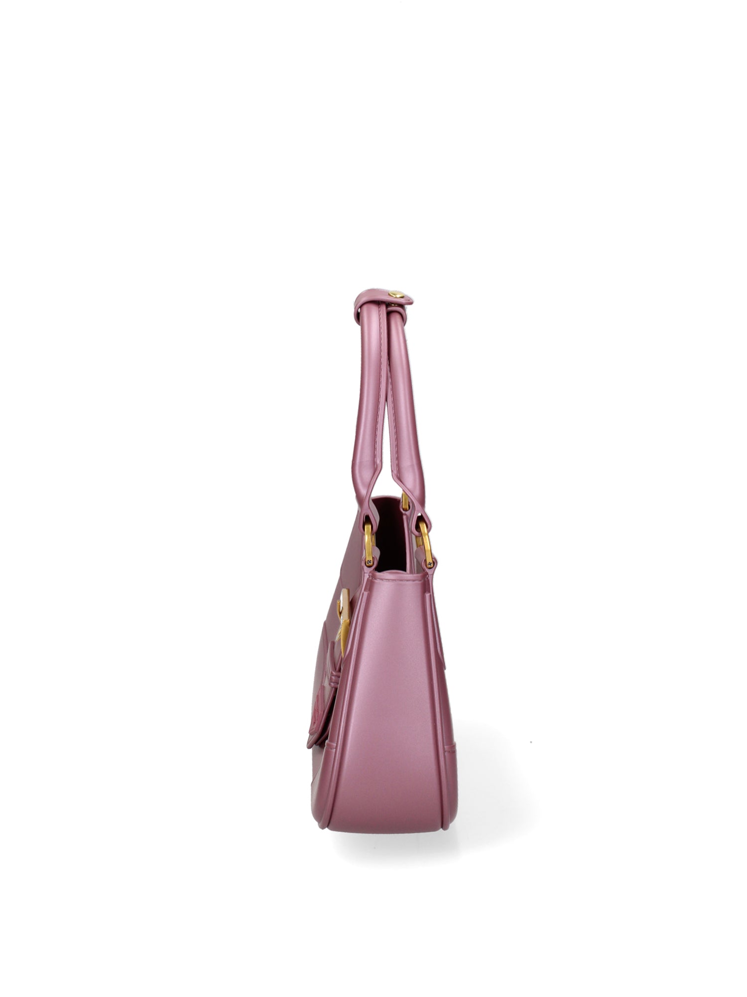 Borsa a mano da donna 100% PVC FLAT-CIRCLE-DARK MAUVE - LIGHT OTTONE Marc Ellis