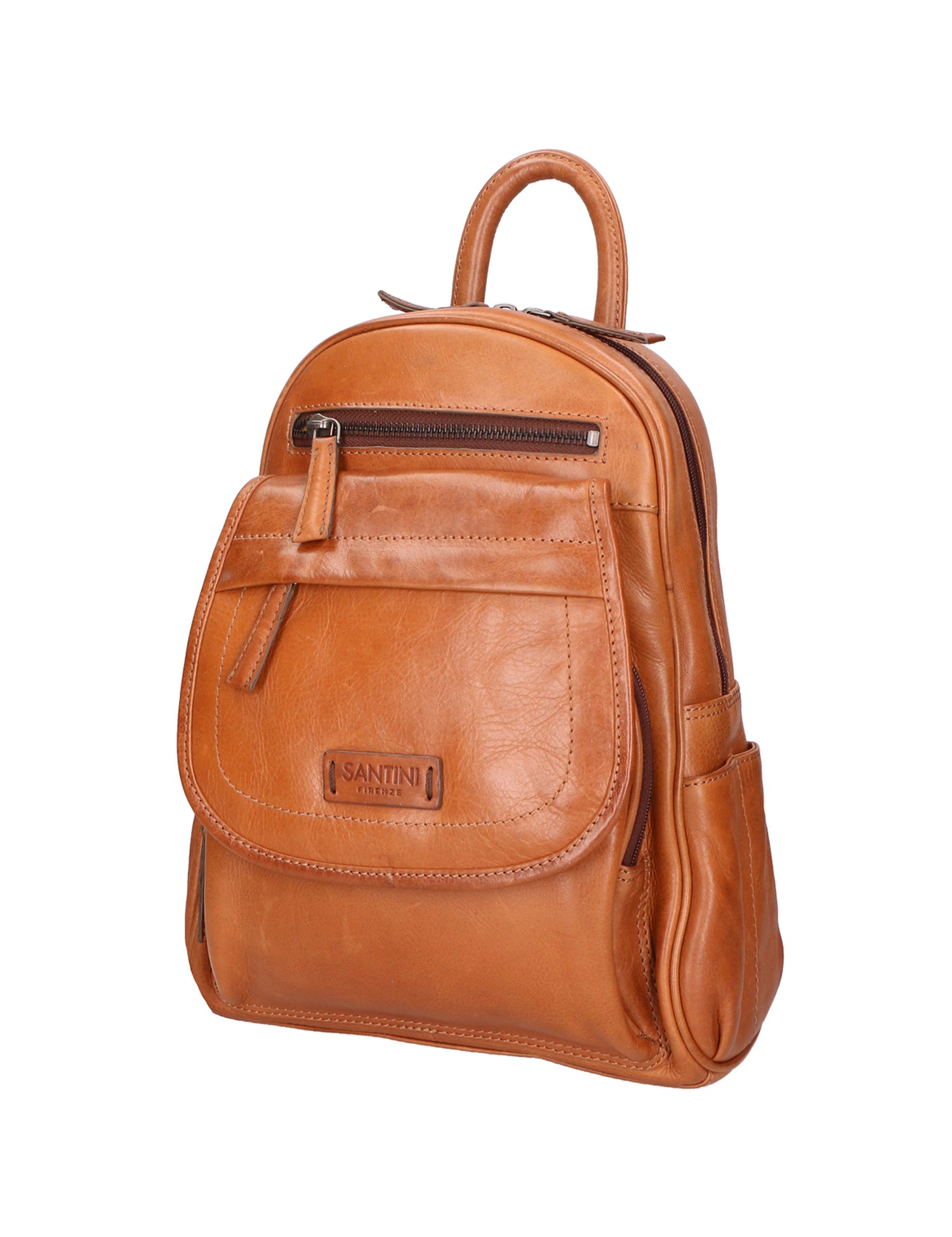 SN5862447-TAN Zaino unisex in vera pelle Made in Italy Santini Firenze