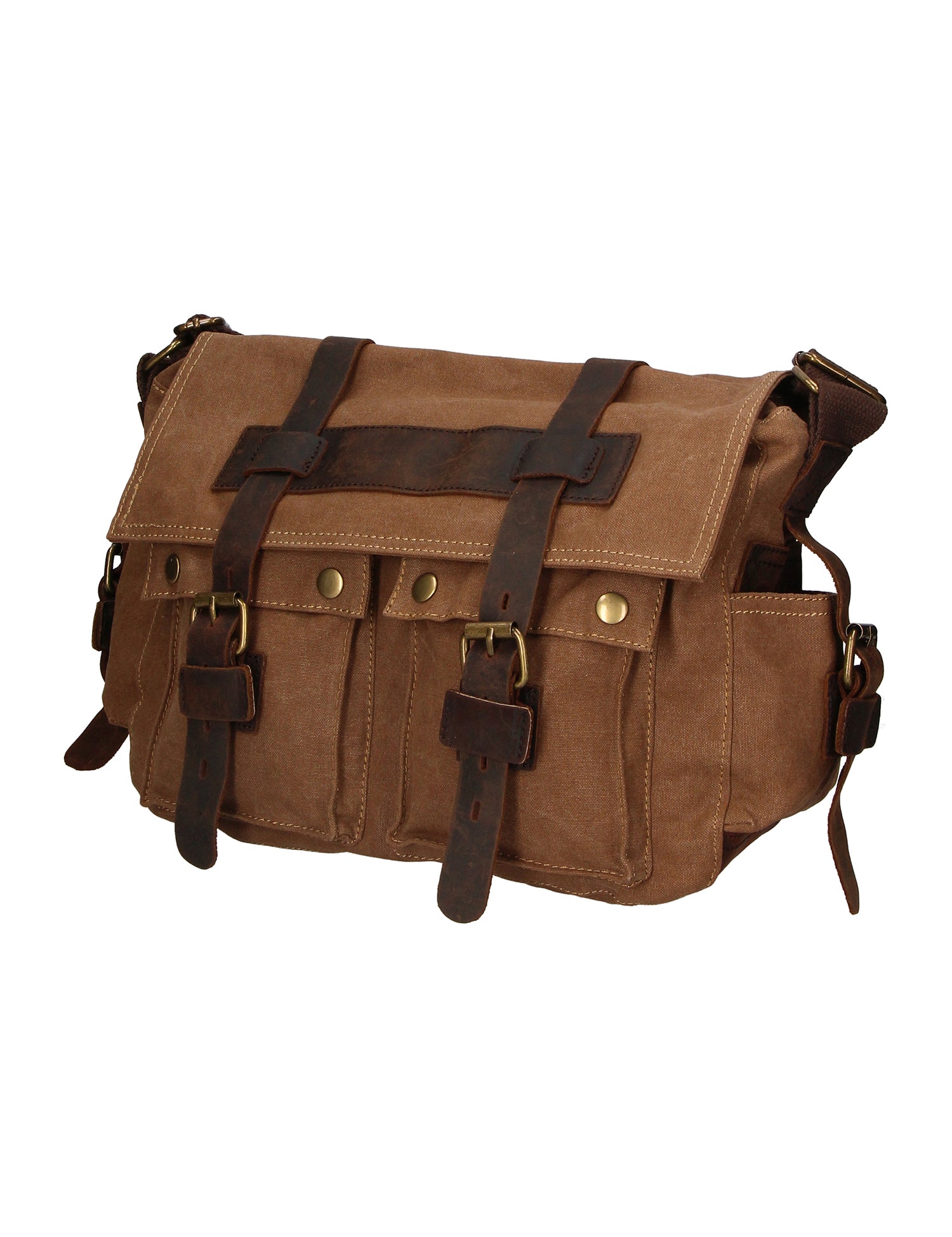 Melania Borsa a spalla unisex Canvas e vera pelle ZG3016-FANGO TAUPE Gave Lux