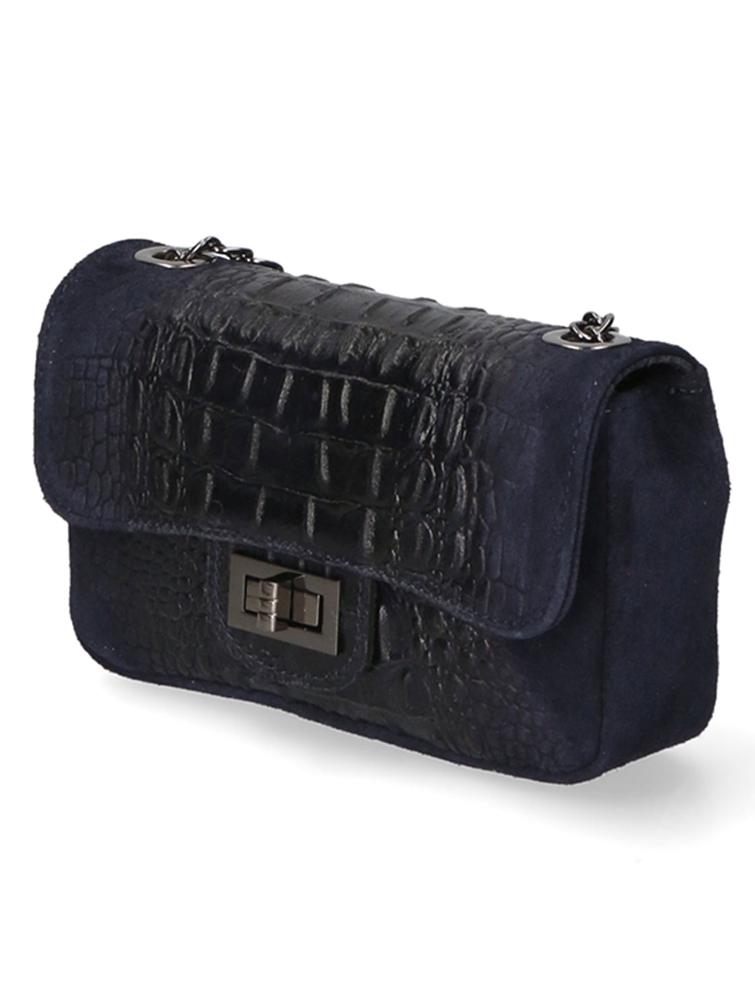 Camilla Borsa a tracolla da donna Pelle scamosciata croco 10029-BLEU Gave Lux