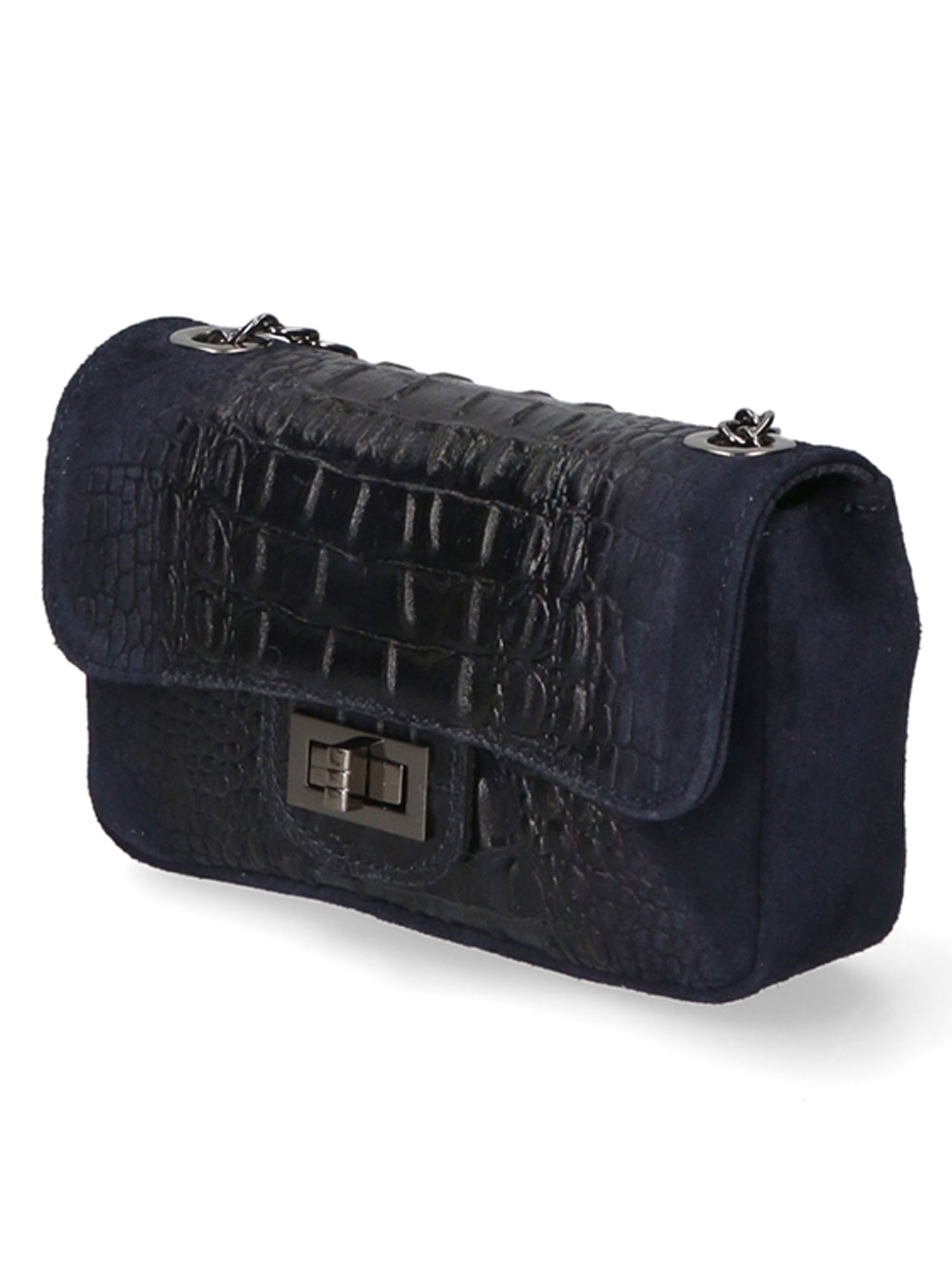 Camilla Borsa a tracolla da donna Pelle scamosciata croco 10029-BLEU Gave Lux