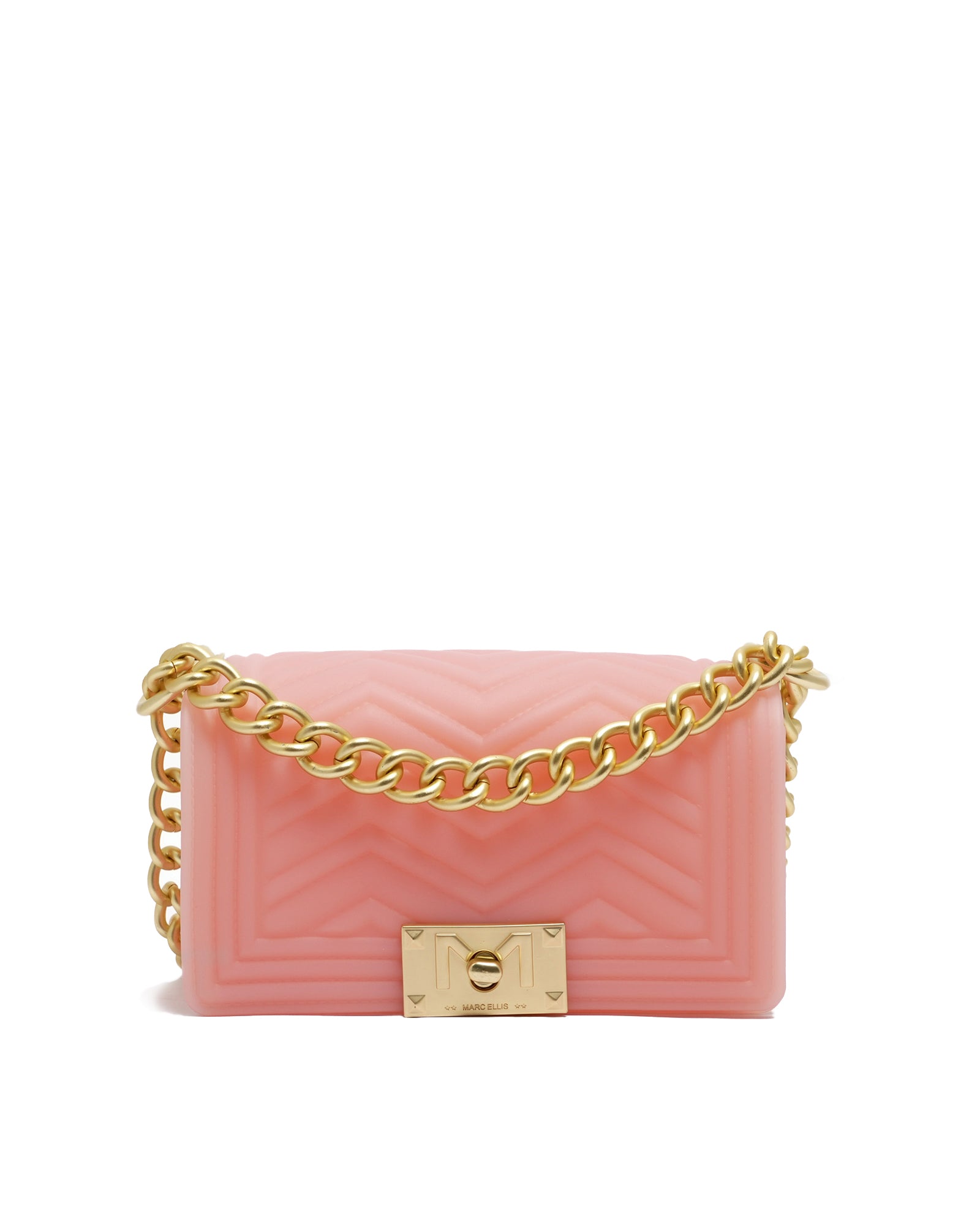 Borsa a mano da donna 100% Pvc FLAT XS MANHATTAN-MAUVE + OFF GOLD Marc Ellis