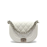 Borsa a mano da donna 100% PVC FLAT ZOE-OFF BLANC + SILVER Marc Ellis