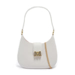 Borsa a spalla da donna 100% Pvc FLAT NEW YORK-WHITE + OFF GOLD Marc Ellis