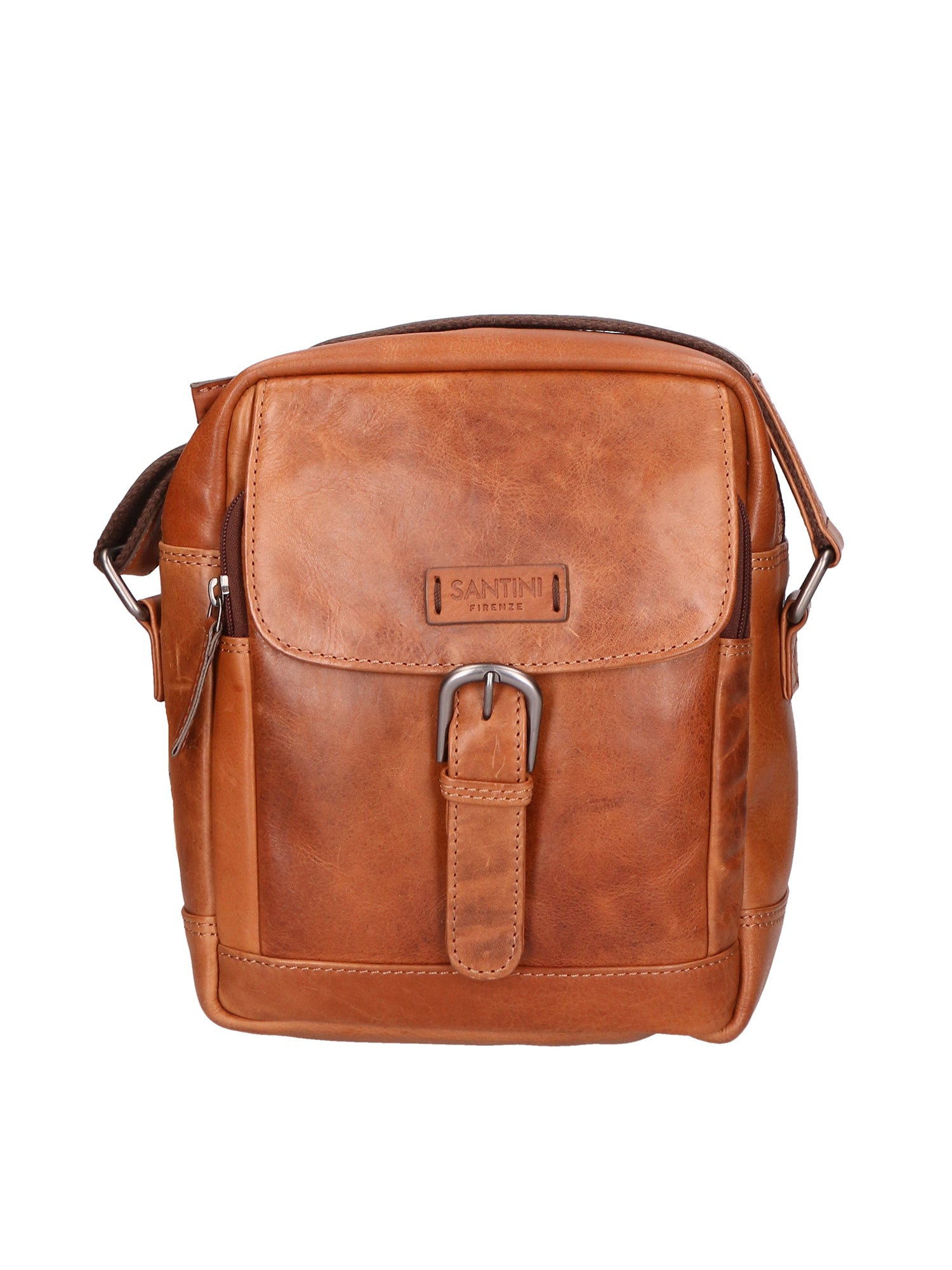 Borsa a tracolla unisex vera pelle 100% pelle di vacchetta SN5863847-TAN Santini Firenze