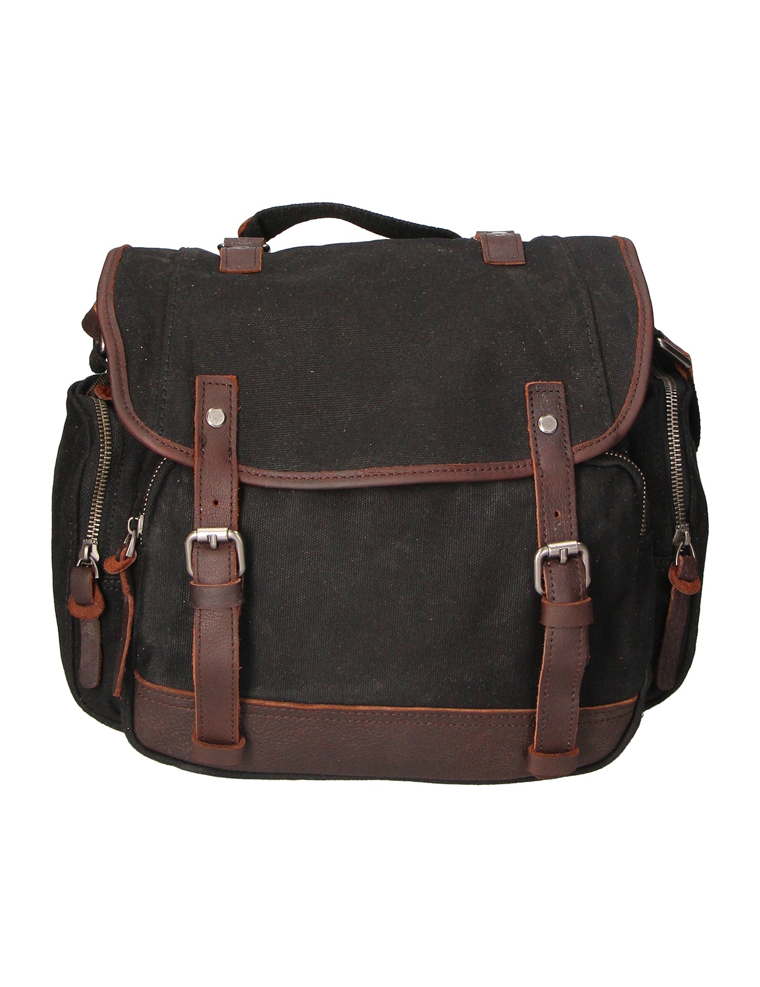 Mia Borsa a tracolla unisex Canvas e vera pelle ZG3003-NERO BLACK Gave Lux