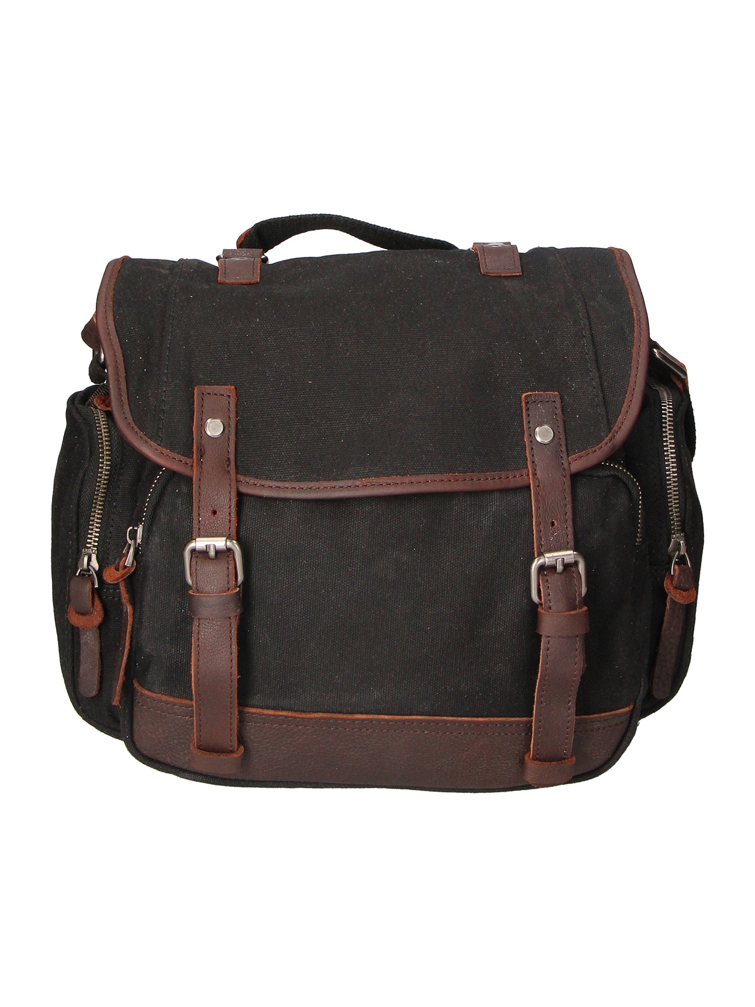 Mia Borsa a tracolla unisex Canvas e vera pelle ZG3003-NERO BLACK Gave Lux